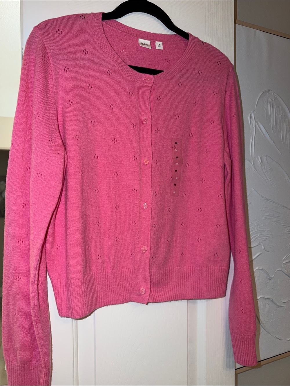 GAP Pink Eyelet Button-Front Cardigan NWT Size Medium
